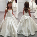 White Straps Flower Girl Dress com cintura frisada First Communion Vestidos para meninas Vestidos de cena MF894